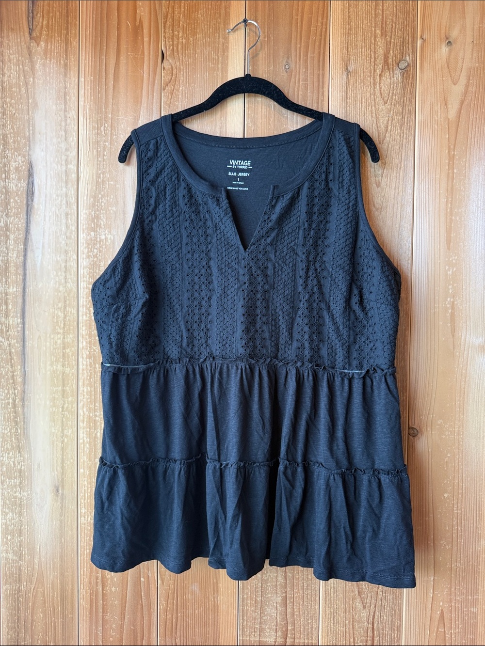 torrid Black Eyelet Tiered Sleeveless Tank